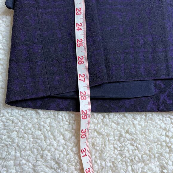 Rena Lange Woven Wool Silk Blend Purple Black Pattern Double Snap Jacket 10 - Picture 10 of 11